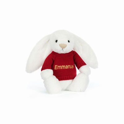 Jellycat Bashful Luxe Bunny Luna with Red Jumper New Zealand | VUGFQ3259